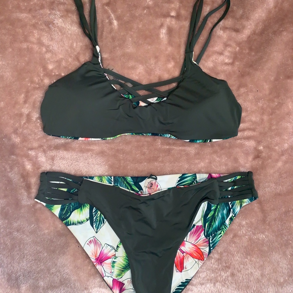 Green tropical bikini set - size XS